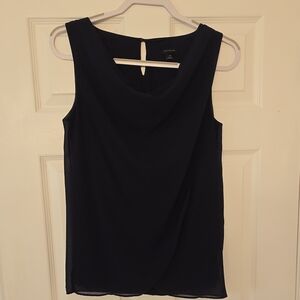 Ann Taylor Navy Blue Sleeveless Chiffon Blouse